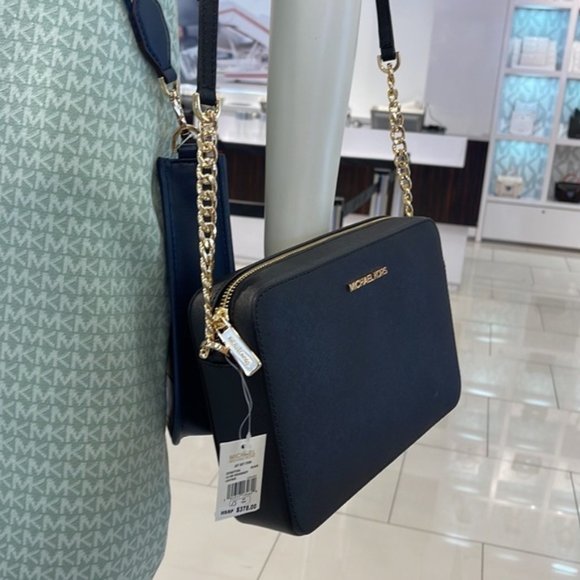 Michael Kors Jet Set Item Large East West Zip Crossbody Leather Black - Picture 14 of 16